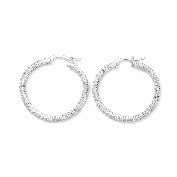 

PandaHall Circle Ring Rack Plating Brass Cubic Zirconia Hoop Earrings for Women, Long-Lasting Plated, Lead Free & Cadmium Free, Platinum..., Clear
