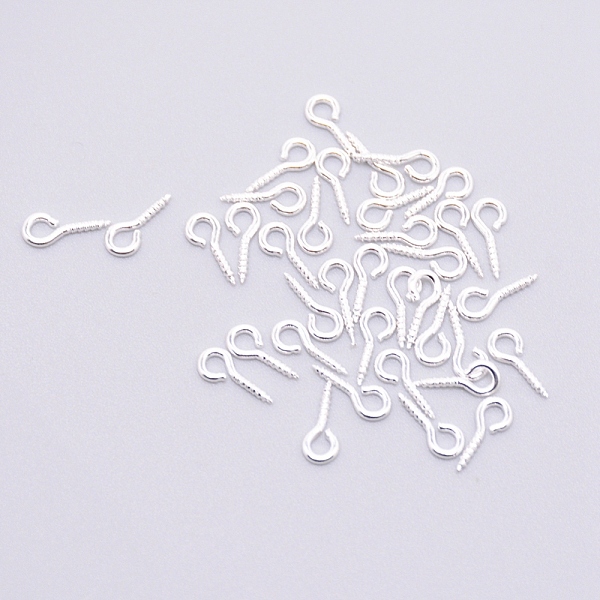 

PandaHall Iron Screw Eye Pin Peg Bails, for Half Drilled Beads, Silver, 8x4x1mm, Hole: 1.8mm, Pin: 1mm Iron