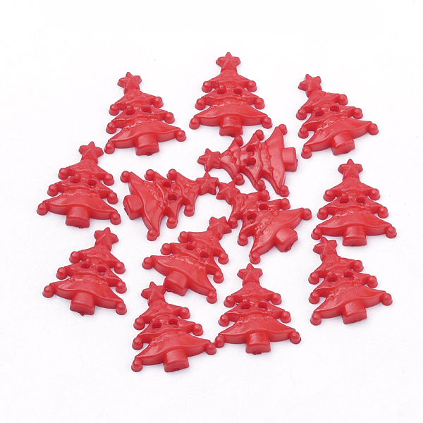 

PandaHall 2-Hole Acrylic Buttons, Christmas Tree, Red, 21.5x18x3.5mm, Hole: 1.5~2mm Acrylic Tree Red