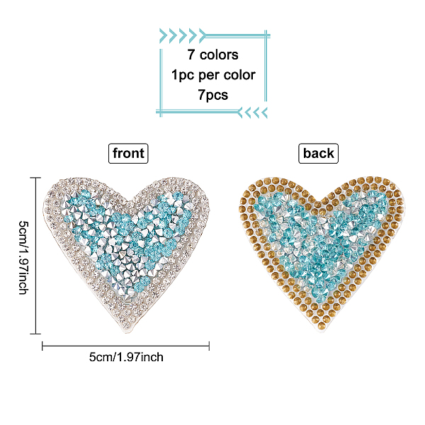 

PandaHall Fingerinspire Glitter Hotfix Rhinestone, Hot Melt Adhesive on the Back, Costume Accessories, Heart, Mixed Color, 50x50x1.5mm, 7..., Multicolor