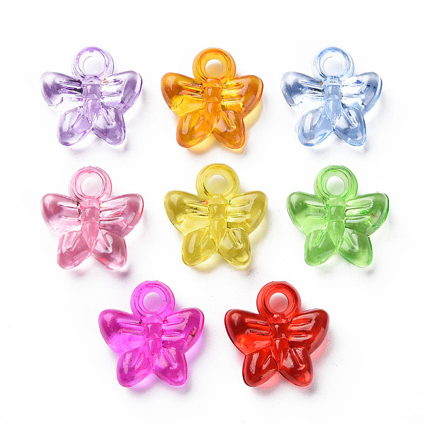 

PandaHall Transparent Acrylic Pendants, Butterfly, Mixed Color, 16x16x5mm, Hole: 2.5mm, about 900pcs/500g Acrylic Butterfly Multicolor