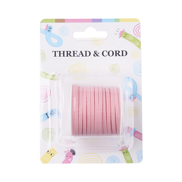 Cordoncino Piatto In Finta Pelle Scamosciata Rosa Caldo Da 3x1.5 Mm