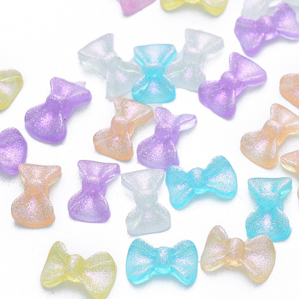 

PandaHall Resin Cabochons, with Glitter Powder, Bowknot, Mixed Color, 5.5~6x9~9.5x3~3.5mm Resin Bowknot Multicolor
