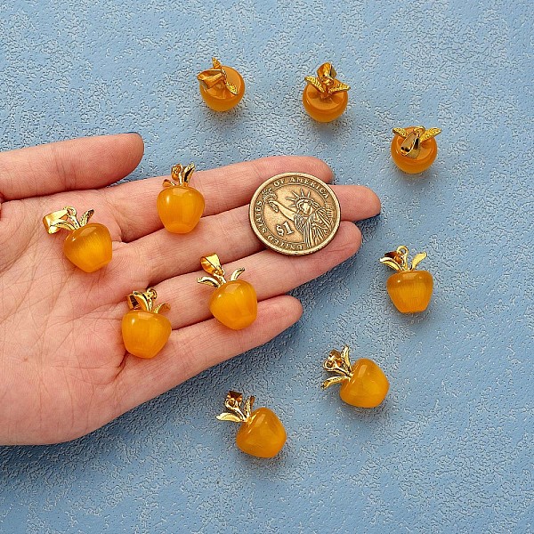 

PandaHall 10Pcs Apple Gemstone Charm Pendant Crystal Quartz Healing Natural Stone Pendants Opal Buckle for Jewelry Necklace Earring Making..., Orange