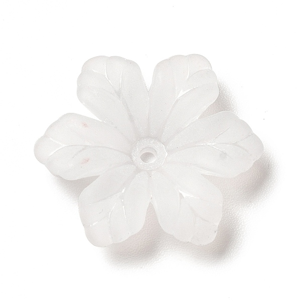 

PandaHall Transparent Acrylic Bead Caps, 6-Petal, Frosted, Flower, White, 20.5x18x5mm, Hole: 1.5mm, about 1111pcs/500g Acrylic White