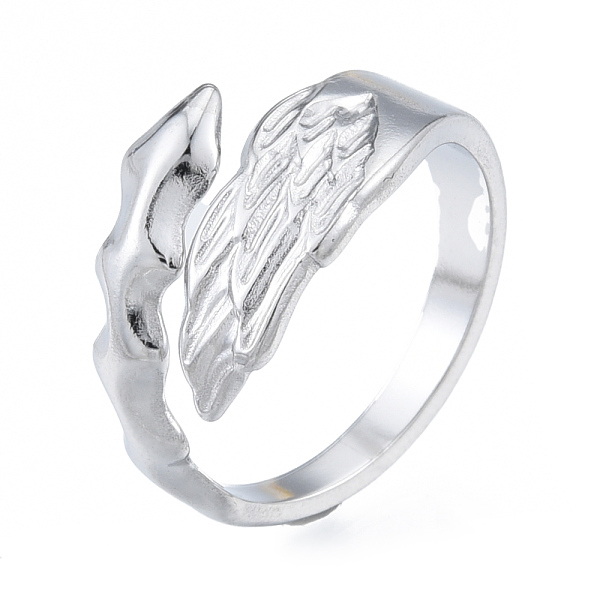 

PandaHall 304 Stainless Steel Leaf Cuff Rings, Open Rings for Women Girls, Stainless Steel Color, US Size 6(16.9mm) 304 Stainless Steel