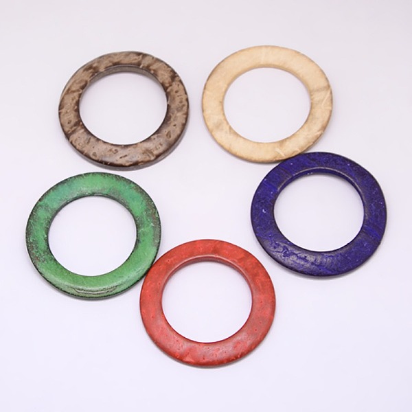 

PandaHall Dyed Wood Jewelry Findings Coconut Linking Rings, Mixed Color, 38x2~5mm Coconut Ring Multicolor