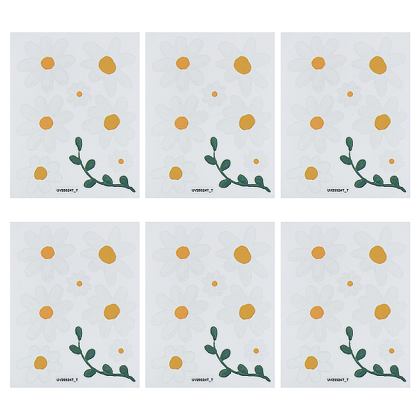 6 Sheets Daisy Flower PVC Sticker