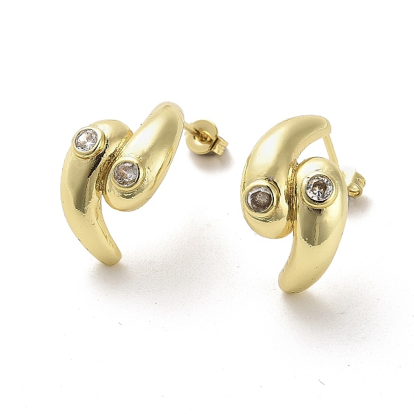 

PandaHall Teardrop Rack Plating Brass Micro Pave Clear Cubic Zirconia Stud Earrings, Cadmium Free & Lead Free, Real 18K Gold Plated, 20x12mm...