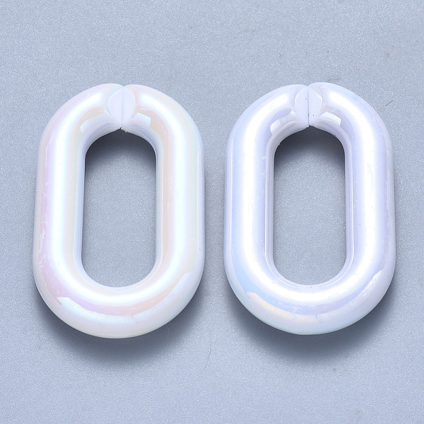 

PandaHall Opaque Acrylic Linking Rings, Quick Link Connectors, for Cable Chains Making, AB Color Plated, Oval, White, 39x23.5x7mm, Inner...