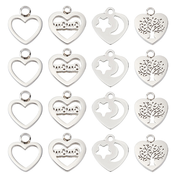 Dikosmetische 16pcs 4 Stil 304 Edelstahl Charms