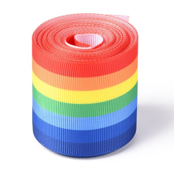 

PandaHall Rainbow Polyester Ribbon, Single Face Printed Grosgrain Ribbon, for Crafts Gift Wrapping, Party Decoration, Colorful, 2 inch(51mm)...