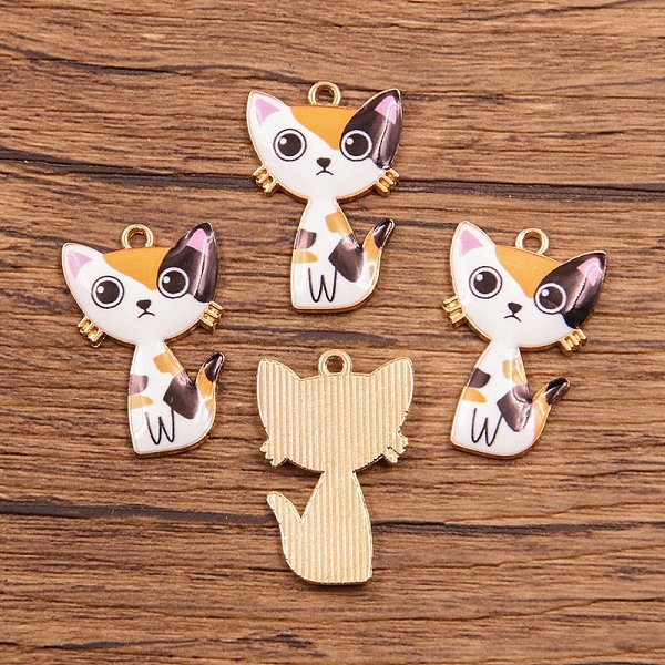

PandaHall Alloy Enamel Pendants, Light Gold, Cat Charm, White, 26x17mm Alloy+Enamel Cat Shape White