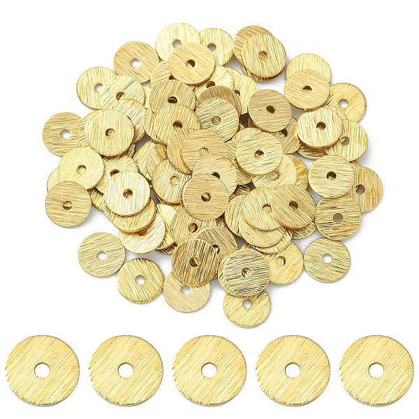 

PandaHall Brass Spacer Beads, Long-Lasting Plated, Heishi Beads, Flat Round/Disc, Golden, 6x0.5mm, Hole: 1.2mm Brass Disc