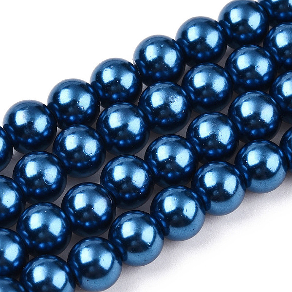 

PandaHall Baking Painted Pearlized Glass Pearl Round Bead Strands, Marine Blue, 8~9mm, Hole: 1mm, about 100~105pcs/strand, 31.4 inch Glass...