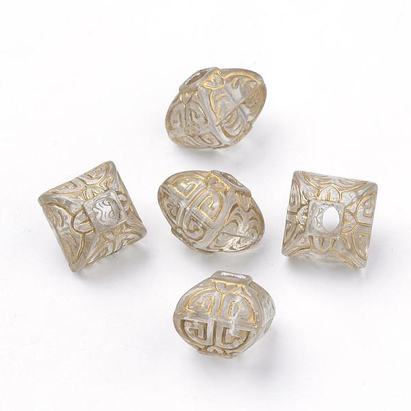 

PandaHall Plating Transparent Acrylic Beads, Metal Enlaced, Lantern, Golden Plated, 12~12.5x12~12.5x11mm, Hole: 3.5mm, about 469pcs/500g..., Clear