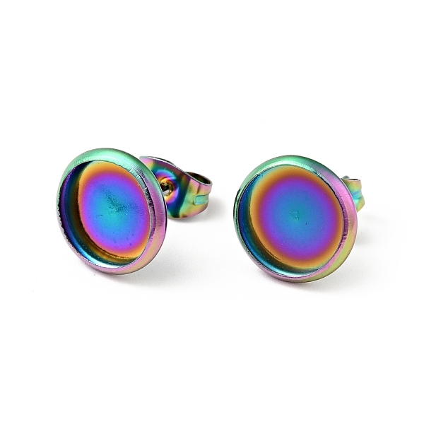 

PandaHall 304 Stainless Steel Flat Round Stud Earring Settings, Earring Findings, Rainbow Color, Tray: 8.5mm, 10mm, Pin: 0.6mm 304 Stainless...