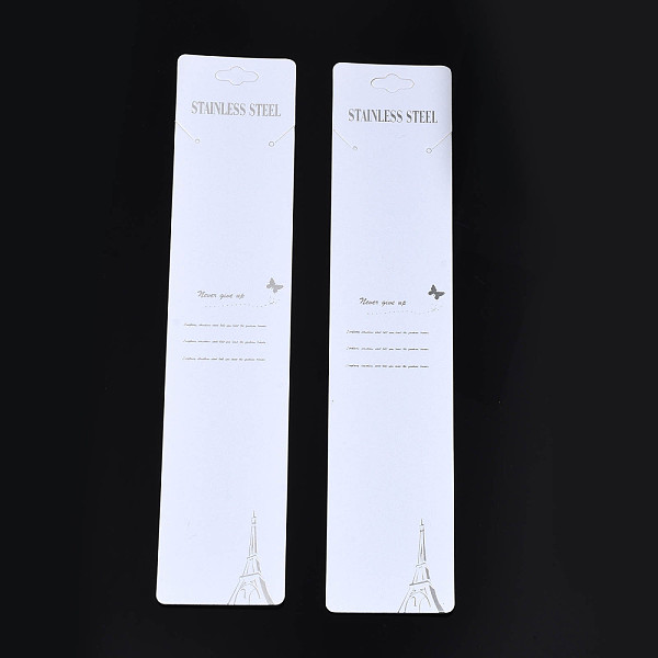 

PandaHall Cardboard Jewelry Display Cards, for Necklaces, Jewelry Hang Tags, Rectangle with Word Stainless Steel, White, 19.5x4x0.05cm Paper...