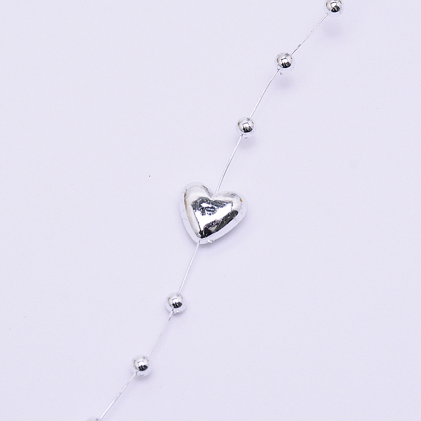 

PandaHall Handmade ABS Plastic Beaded Chains, Heart & Round, Silver,9x10x3x5mm Plastic Silver