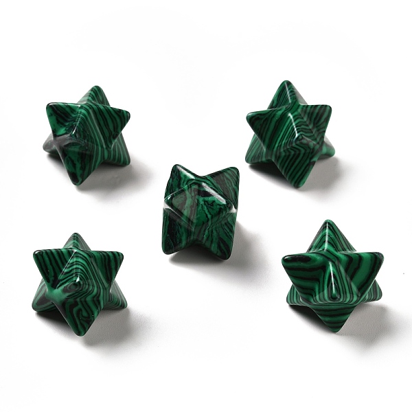 

PandaHall Synthetic Malachite Beads, No Hole/Undrilled, Merkaba Star, 14.5~15x14.5~15x14.5~15mm Malachite Star