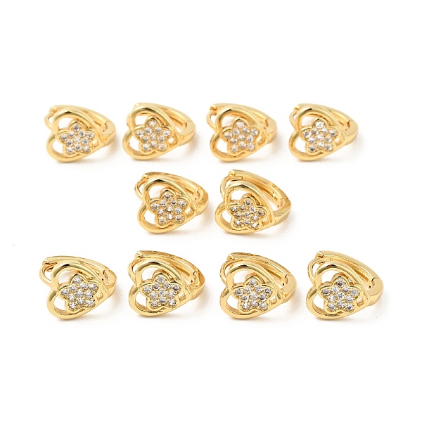 

PandaHall Cubic Zirconia Heart with Star Hoop Earrings, Real 18K Gold Plated Brass Jewelry for Women, Cadmium Free & Nickel Free & Lead Free..., Clear