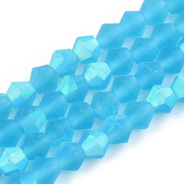

PandaHall Imitate Austrian Crystal Bicone Frosted Glass Beads Strands, Grade AA, Faceted, Deep Sky Blue, 4x4mm, Hole: 1mm, about...