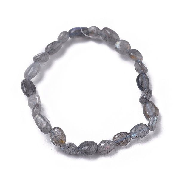 Bracelets Extensibles De Perle De Labradorite Naturelle