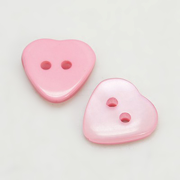 

PandaHall Resin Buttons, Dyed, Heart, Pink, 12x11x3mm, Hole: 2mm Resin Heart Pink