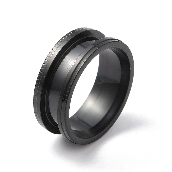 

PandaHall Titanium Steel Grooved Finger Ring for Women, Electrophoresis Black, Inner Diameter: 18mm Titanium Steel