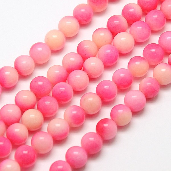 

PandaHall Natural Malaysia Jade Bead Strands, Round Dyed Beads, Hot Pink, 6mm, Hole: 1mm, about 64pcs/strand, 15 inch Malaysia Jade Round...
