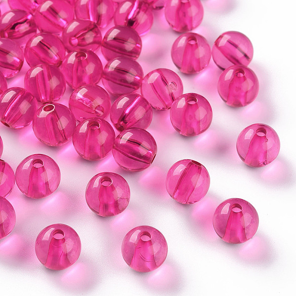 

PandaHall Transparent Acrylic Beads, Round, Fuchsia, 10x9mm, Hole: 2mm Acrylic Round Pink