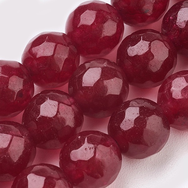 

PandaHall Natural Malaysia Jade Beads Strands, Dyed, Faceted, Round, Dark Red, 10mm, Hole: 1.2mm, about 37pcs/strand, 14.9 inch Malaysia...