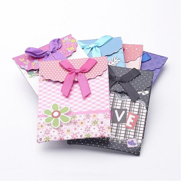 

PandaHall Small Paper Gift Shopping Bags, Valentine's Day Packages, Rectangle with Bowknot, Mixed Color, 105x75mm Paper Multicolor