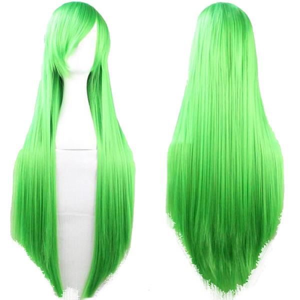 PandaHall 31.5 inch(80cm) Long Straight Cosplay Party Wigs, Synthetic Heat Resistant Anime Costume Wigs, with Bang, Lawn Green High...