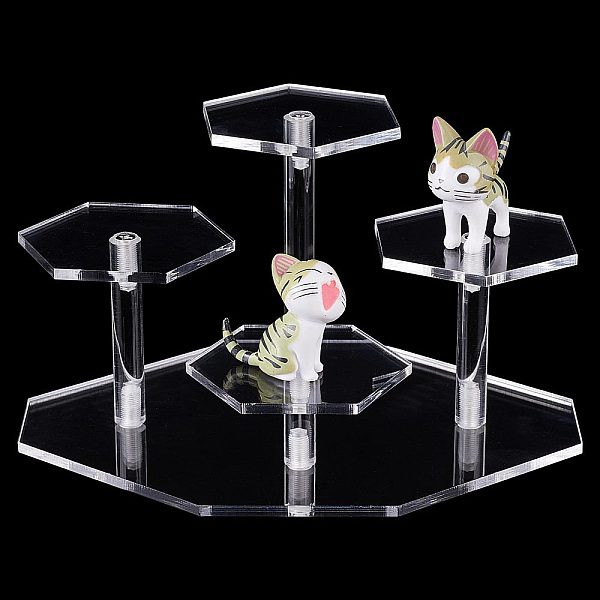PandaHall PH Jewelry Display Risers 4-Tier Acrylic Display Shelf Tiered Perfume Organizer Conutertop Desktop Holder Clear Cupcake Stand for...