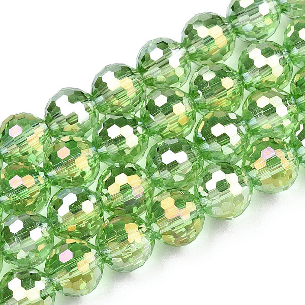 

PandaHall Transparent Electroplate Glass Bead Strands, AB Color Plated, Faceted(96 Facets), Round, Light Green, 8mm, Hole: 1.4mm, about...