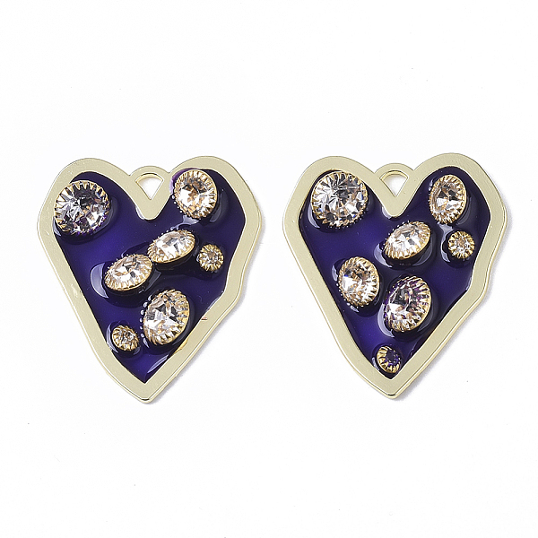 

PandaHall Epoxy Resin Pendants, with Crystal Rhinestone and Light Gold Plated Alloy Open Back Bezel, Heart, Blue, 40x34.5x6.5mm, Hole: 3x3mm...