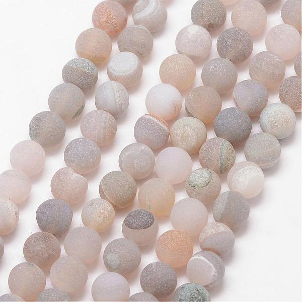 

PandaHall Natural Druzy Geode Agate Bead Strands, Frosted, Round, Dyed & Heated, Grade A, Tan, 10mm, Hole: 1mm, about 37pcs/strand, 15 inch..., Orange