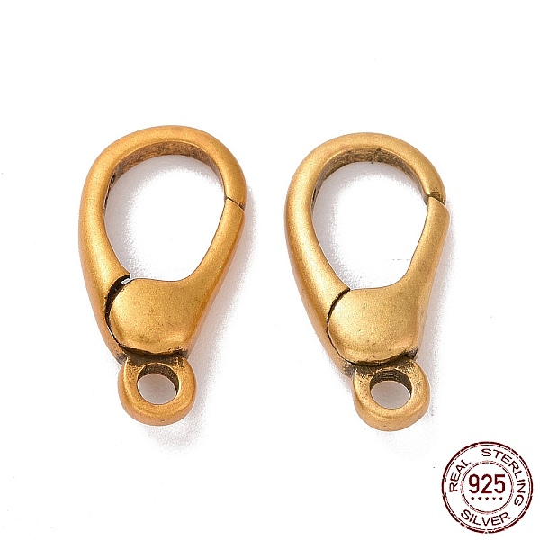 

PandaHall 925 Sterling Silver Keychain Clasps, Teardrop, Antique Golden, 14x7x3mm, Hole: 1.6mm, Inner Diameter: 6.5x5mm Sterling Silver