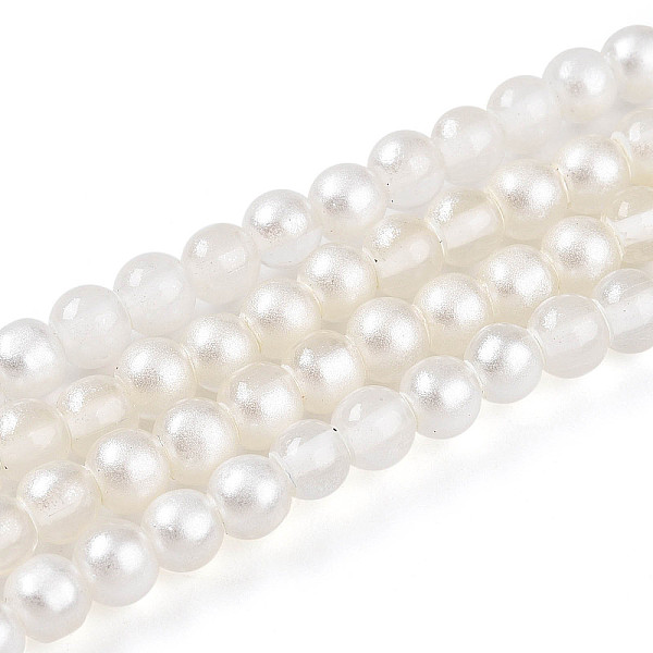 Baking Painted Transparent Glass Beads Strands