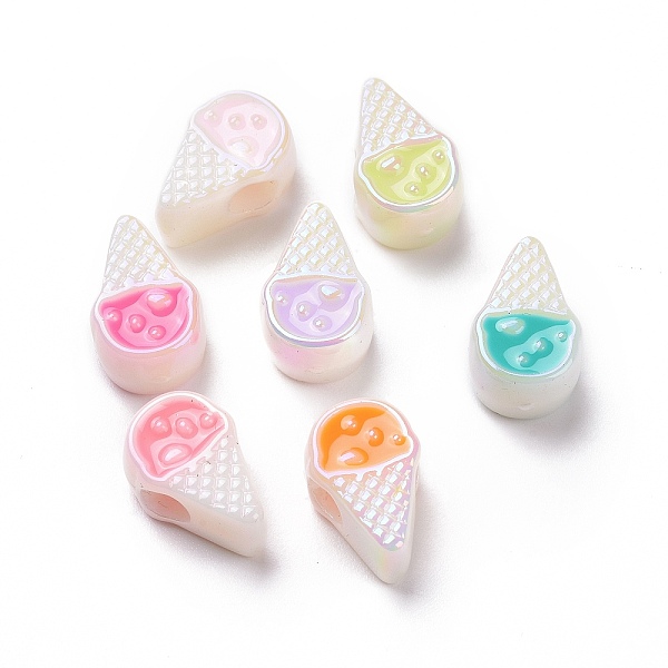 

PandaHall UV Plating Rainbow Iridescent Acrylic European Beads, Large Hole Beads, with Enamel, Ice Cream, Mixed Color, 14.7x9.4x7.24mm, Hole..., Multicolor