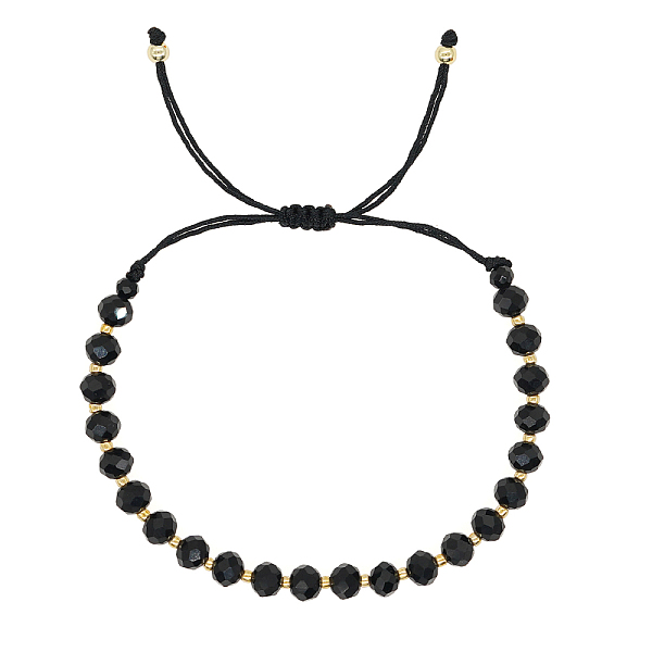 

PandaHall Bohemian Style Faceted Rondelle Glass Beaded Adjustable Braided Bracelets for Women Glass Rondelle