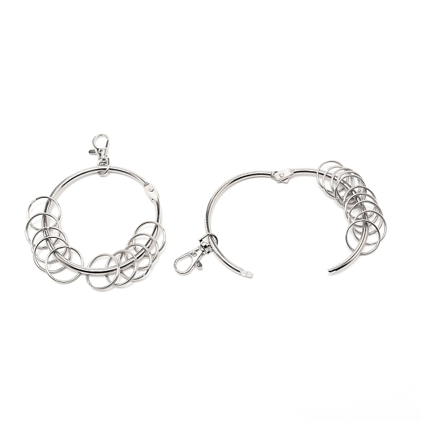 

PandaHall Iron Keychain, with Ring Clasps, Swivel Lobster Claw Clasps & 10 Rings, Platinum, 13cm Iron Ring