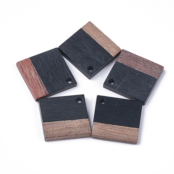 

PandaHall Resin & Walnut Wood Pendants, Rhombus, Black, 24x24x3~4mm, Hole: 2mm Resin+Wood Rhombus Black