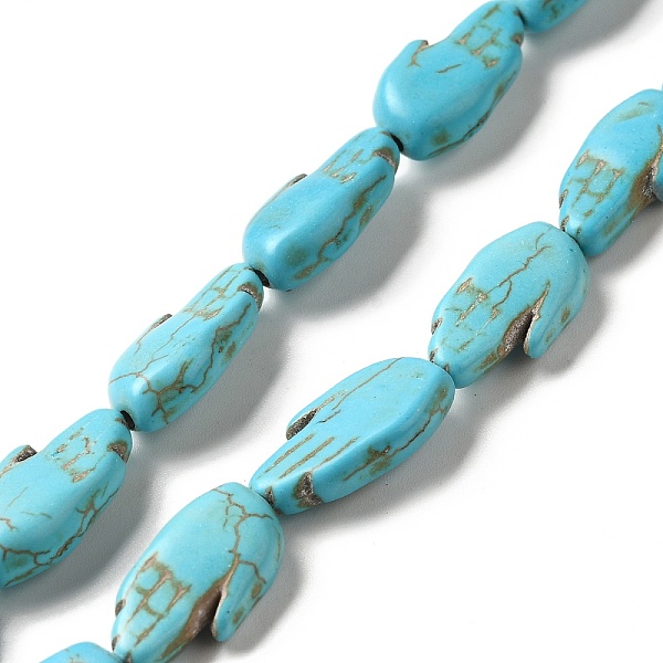 

PandaHall Synthetic Turquoise Dyed Beads Strands, Palm, Turquoise, 18x10x4mm, Hole: 1mm, about 22pcs/strand, 15.79''(40.1cm) Synthetic..., Green