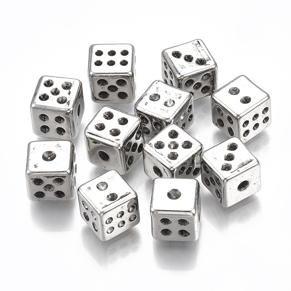 PandaHall CCB Plastic Beads, No Hole/Undrilled, Dice, Antique Silver, 8x8x8mm, about 855pcs/500g Plastic Square