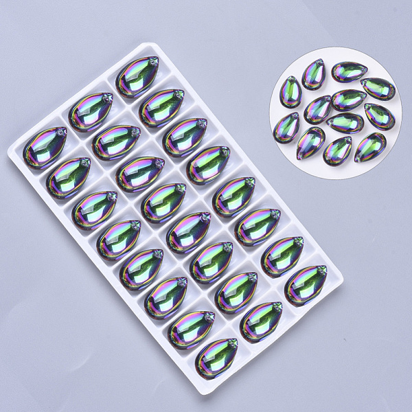 

PandaHall Transparent K9 Glass Pendants, Faceted, Teardrop, Volcano, 22x13x8.5mm, Hole: 1.4mm, about 24pcs/bag Glass Teardrop Green