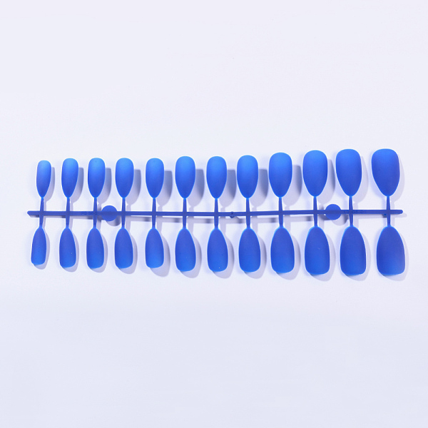 PandaHall Solid Colors Matte Plastic False Nails Full Cover Fake Nails Tips, Natural Medium Length Press on Nails, Blue, 18~24x7~14mm, about...