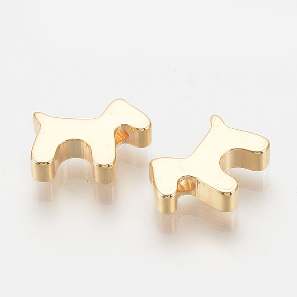 

PandaHall Brass Puppy Charms, Nickel Free, Real 18K Gold Plated, Dog Silhouette, 8x10x2.5mm, Hole: 1mm Brass Dog