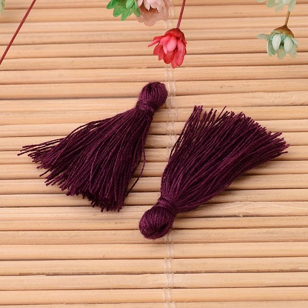 

PandaHall Cotton Thread Tassels Pendant Decorations, Purple, 25~31x5mm, about 39~47pcs/bag Cotton Purple